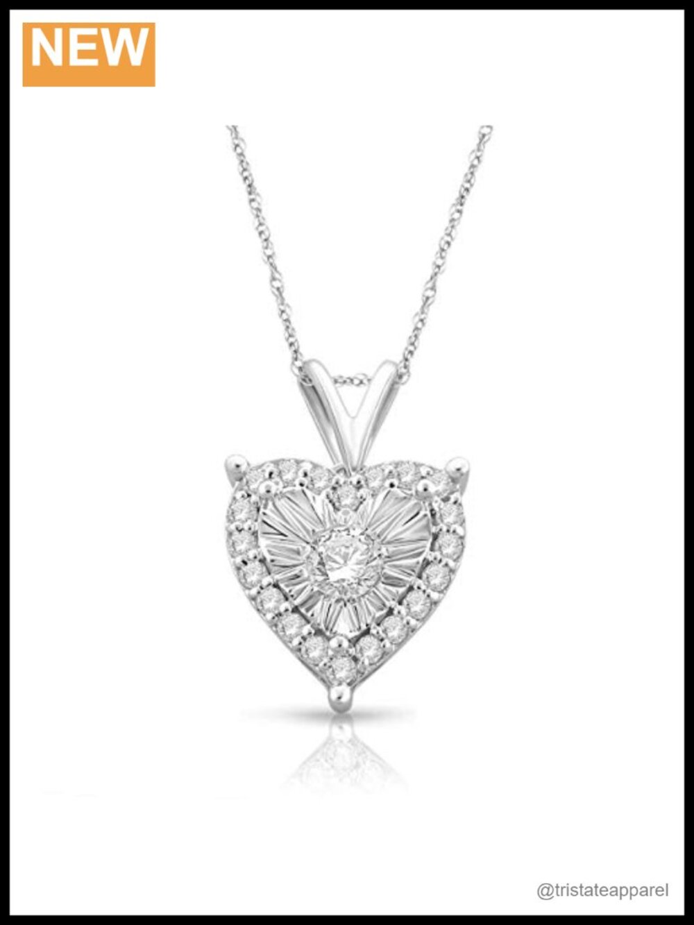 1/4 Cttw Diamond Heart Pendant Necklace Rhodium Plated Sterling Silver